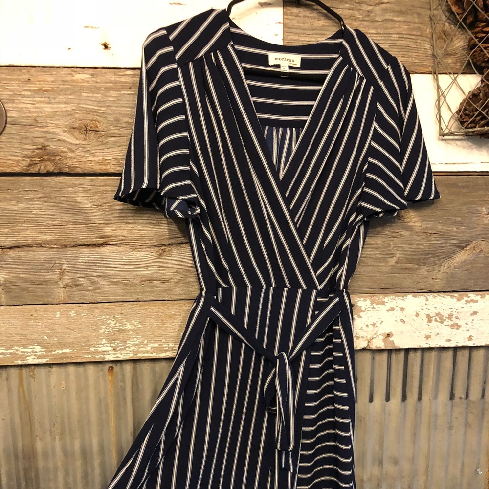 navy and white stripped summer dress - Picture 2 of 5